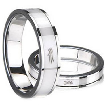 (Wholesale)Tungsten Carbide Ring With Ceramic - TG1913