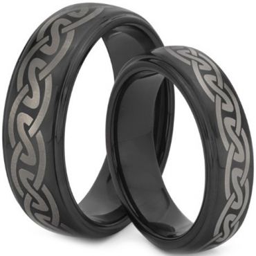 (Wholesale)Black Tungsten Carbide Celtic Ring - TG2129