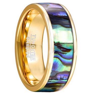 (Wholesale)Gold Tungsten Carbide Abalone Shell Ring-2191