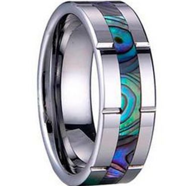 (Wholesale)Tungsten Carbide Abalone Shell Ring - TG2191