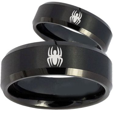 (Wholesale)Black Tungsten Carbide Spider Ring - TG2433