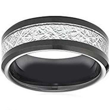 (Wholesale)Black Tungsten Carbide Imitate Meteorite Ring-TG2435