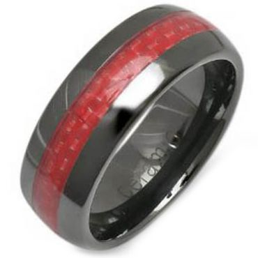 (Wholesale)Black Tungsten Carbide Carbon Fiber Ring-TG2589