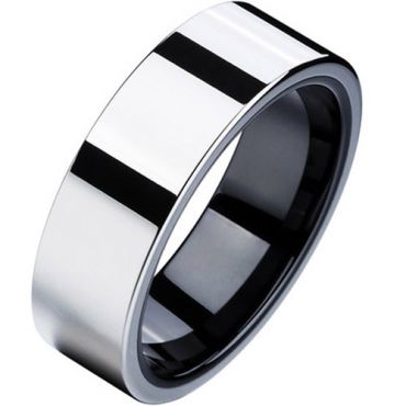 (Wholesale)Tungsten Carbide Ring With Black/White Ceramic-2742