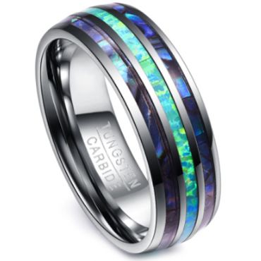 (Wholesale)Tungsten Carbide Shell Imitate Opal Ring-2770