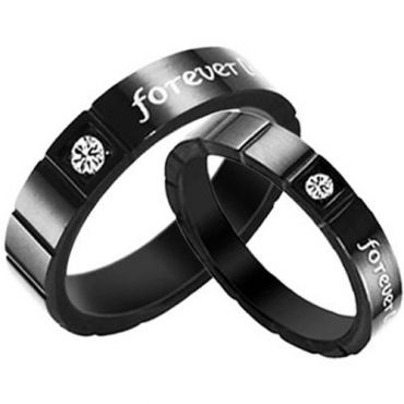 (Wholesale)Black Tungsten Carbide Forever Love Ring-TG2820