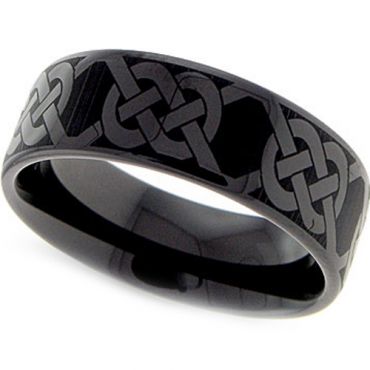 (Wholesale)Black Tungsten Carbide Celtic Ring - TG2930