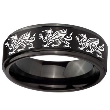 (Wholesale)Black Tungsten Carbide Dragon Ring - TG2972