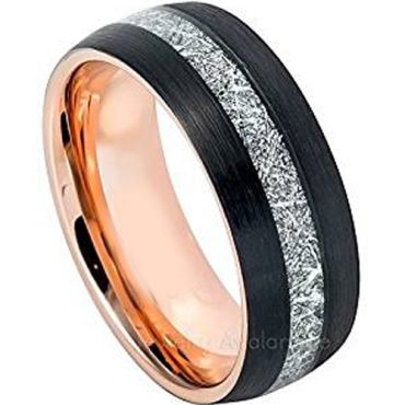 (Wholesale)Tungsten Carbide Black Rose Imitate Meteorite Ring-34
