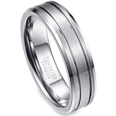 (Wholesale)Tungsten Carbide Double Groove Ring - TG3457