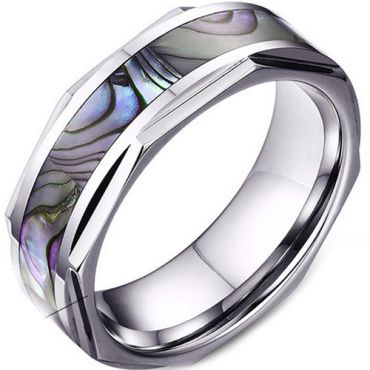 (Wholesale)Tungsten Carbide Abalone Shell Ring - TG3477A