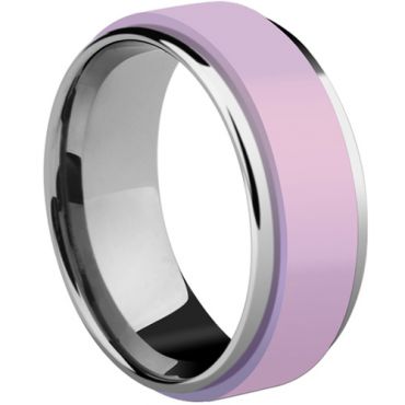 (Wholesale)Tungsten Carbide Ring With Pink Ceramic - TG3497A