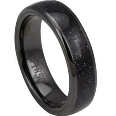 (Wholesale)Black Tungsten Carbide Ring With Ceramic - TG3545