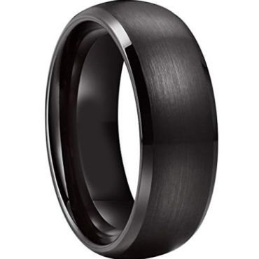 (Wholesale)Black Tungsten Carbide Beveled Edges Ring - TG3577
