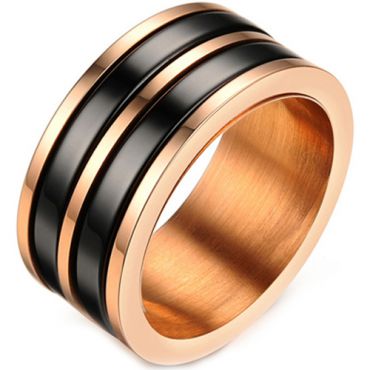 (Wholesale)Tungsten Carbide Black Rose Double Groove Ring-3623