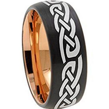 (Wholesale)Tungsten Carbide Black Rose Celtic Ring - TG3629AA