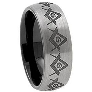 (Wholesale)Tungsten Carbide Dome Masonic Ring - 3646