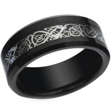 (Wholesale)Black Tungsten Carbide Dragon Ring - TG3696