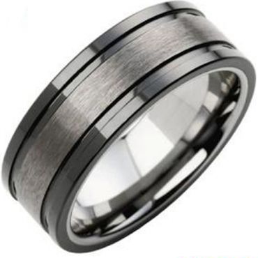 (Wholesale)Tungsten Carbide Double Groove Ring - TG3779