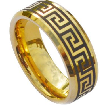 (Wholesale)Tungsten Carbide Greek Key Ring - TG3808