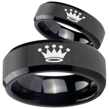(Wholesale)Black Tungsten Carbide King Crown Ring - TG3845