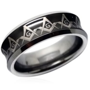 (Wholesale)Tungsten Carbide Concave Masonic Ring - TG4052