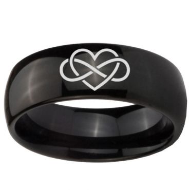 (Wholesale)Black Tungsten Carbide Infinity Heart Ring - TG4336