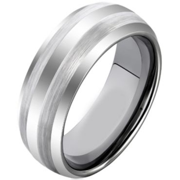 (Wholesale)Tungsten Carbide Dome Double Lines Ring - TG4600AA