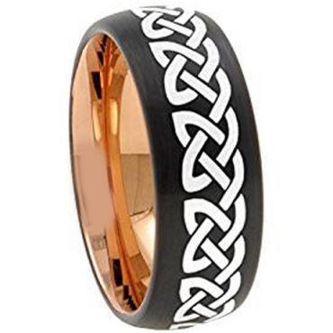 (Wholesale)Tungsten Carbide Black Rose Celtic Ring - 4674
