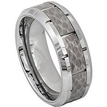 (Wholesale)Tungsten Carbide Hammered Ring - TG4710AA