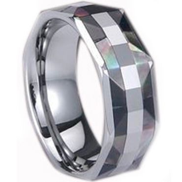 (Wholesale)Tungsten Carbide Abalone Shell Ring - TG846