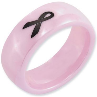 (Wholesale)Pink Ceramic Breast Cancer Ring - TG924AA
